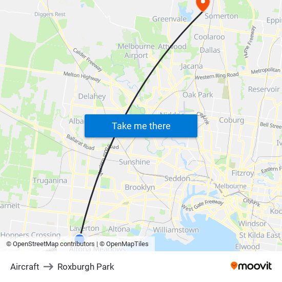 Aircraft to Roxburgh Park map