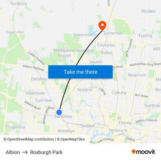 Albion to Roxburgh Park map