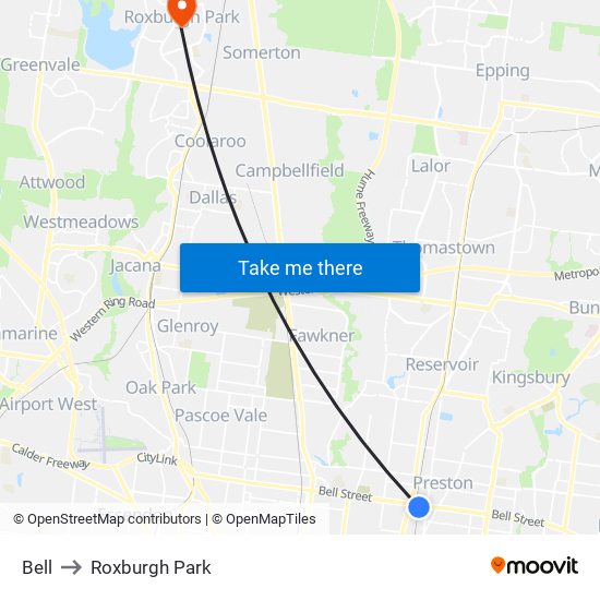 Bell to Roxburgh Park map