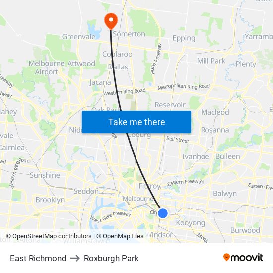 East Richmond to Roxburgh Park map