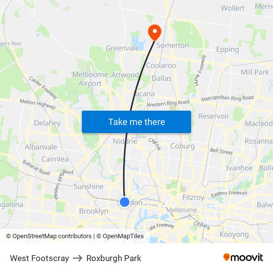 West Footscray to Roxburgh Park map