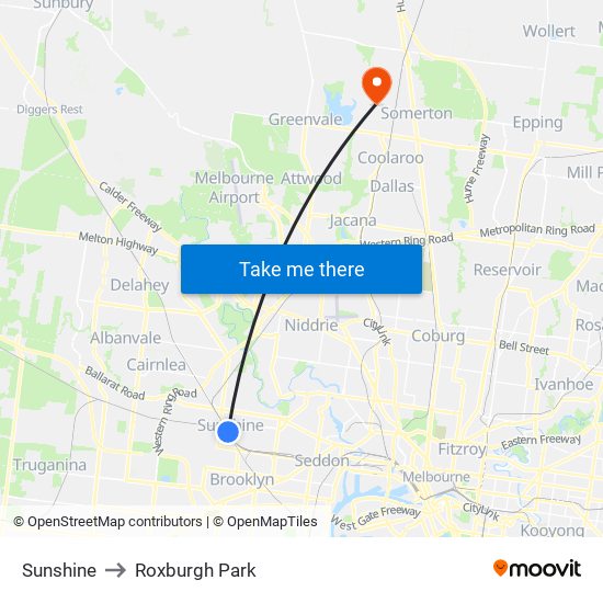 Sunshine to Roxburgh Park map