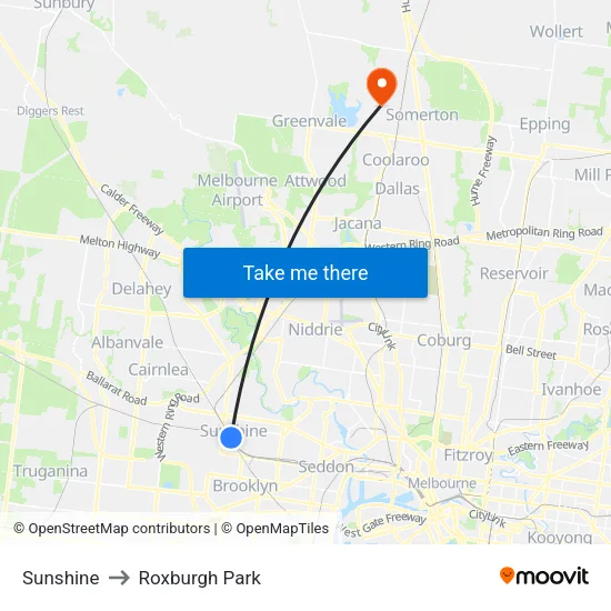 Sunshine to Roxburgh Park map