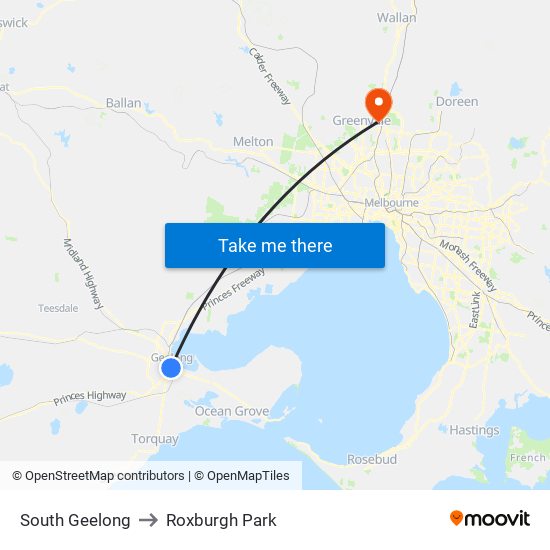 South Geelong to Roxburgh Park map