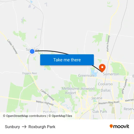 Sunbury to Roxburgh Park map