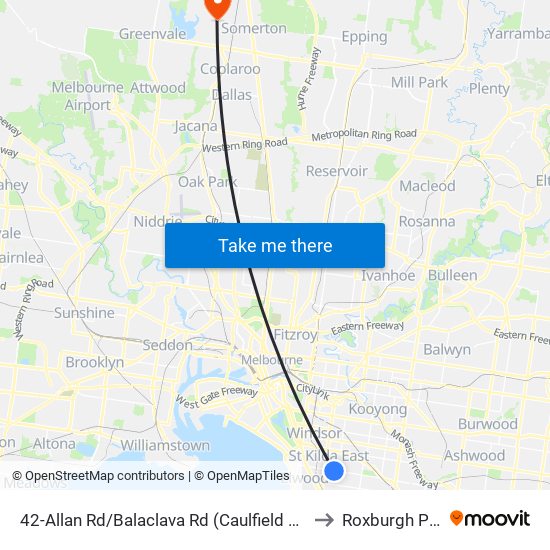 42-Allan Rd/Balaclava Rd (Caulfield North) to Roxburgh Park map