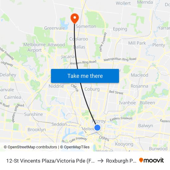 12-St Vincents Plaza/Victoria Pde (Fitzroy) to Roxburgh Park map