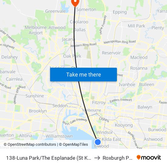 138-Luna Park/The Esplanade (St Kilda) to Roxburgh Park map