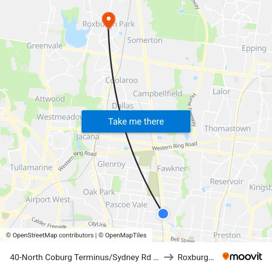 North Coburg Terminus/Sydney Rd #40 to Roxburgh Park map