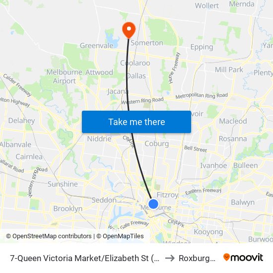 7-Queen Victoria Market/Elizabeth St (Melbourne City) to Roxburgh Park map