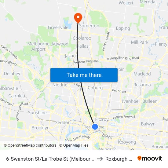 6-Swanston St/La Trobe St (Melbourne City) to Roxburgh Park map