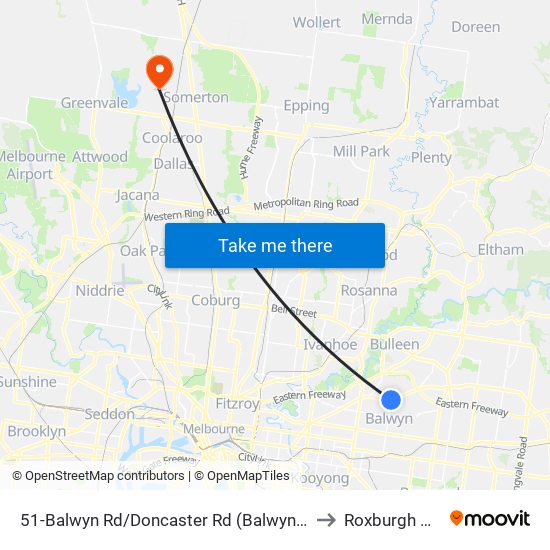 51-Balwyn Rd/Doncaster Rd (Balwyn North) to Roxburgh Park map