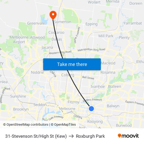 31-Stevenson St/High St (Kew) to Roxburgh Park map