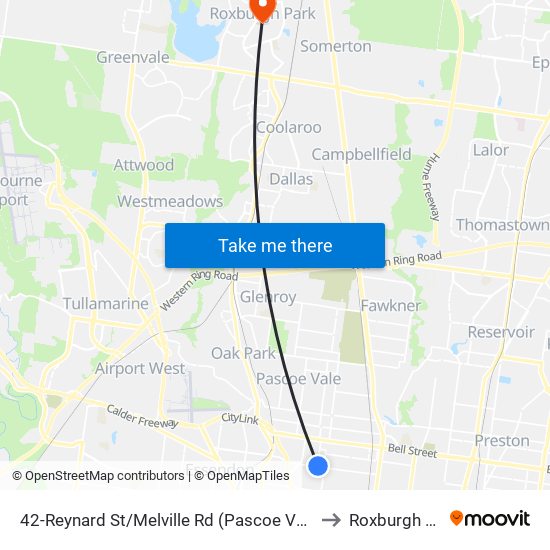 42-Reynard St/Melville Rd (Pascoe Vale South) to Roxburgh Park map