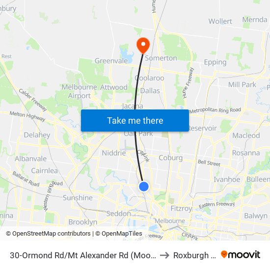 30-Ormond Rd/Mt Alexander Rd (Moonee Ponds) to Roxburgh Park map