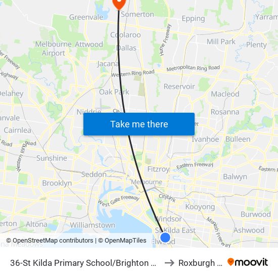 36-St Kilda Primary School/Brighton Rd (Elwood) to Roxburgh Park map