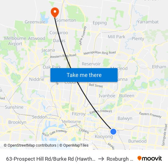 63-Prospect Hill Rd/Burke Rd (Hawthorn East) to Roxburgh Park map