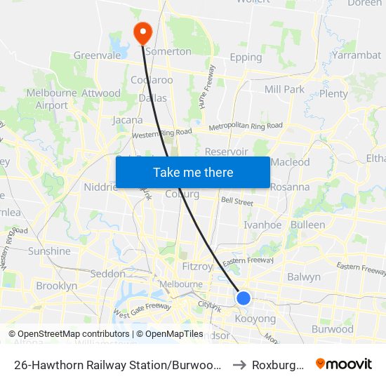 26-Hawthorn Railway Station/Burwood Rd (Hawthorn) to Roxburgh Park map