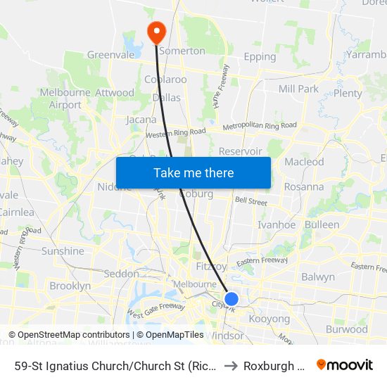 59-St Ignatius Church/Church St (Richmond) to Roxburgh Park map