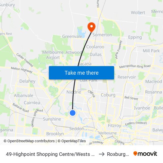 49-Highpoint Shopping Centre/Wests Rd (Maribyrnong) to Roxburgh Park map