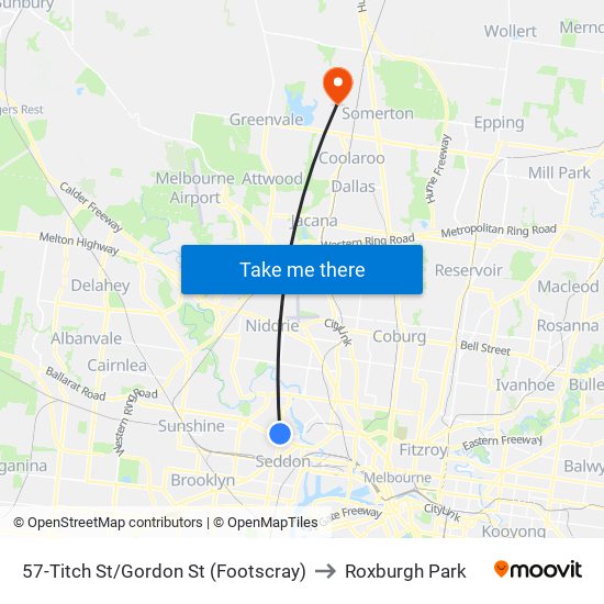 57-Titch St/Gordon St (Footscray) to Roxburgh Park map