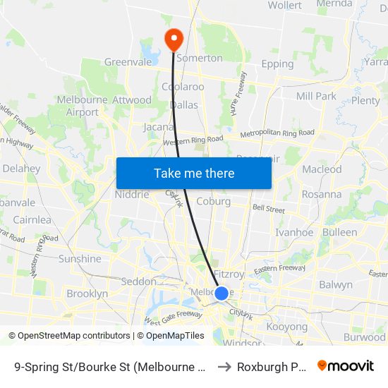 9-Spring St/Bourke St (Melbourne City) to Roxburgh Park map