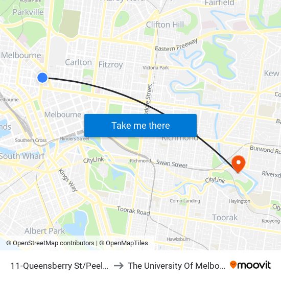 11-Queensberry St/Peel St (North Melbourne) to The University Of Melbourne Burnley Campus map