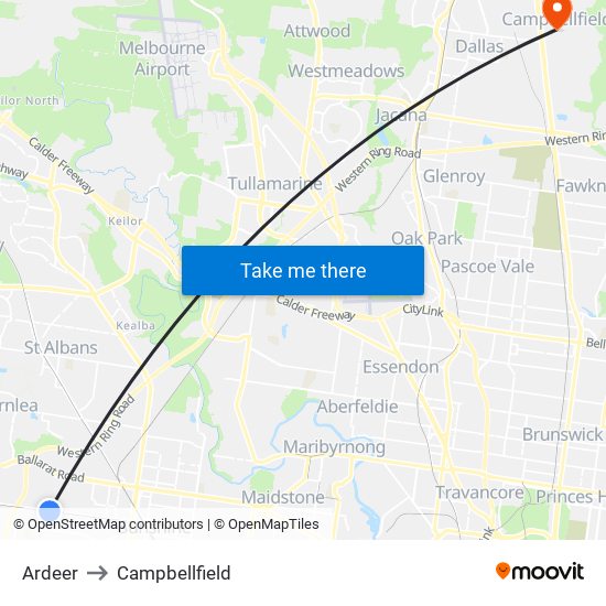 Ardeer to Campbellfield map