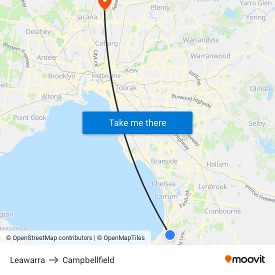 Leawarra to Campbellfield map