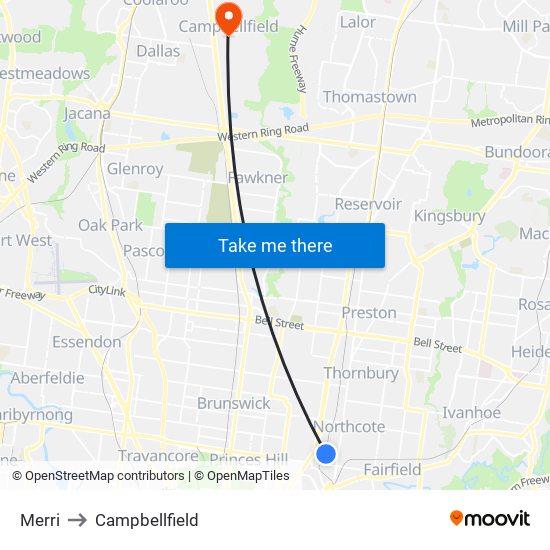 Merri to Campbellfield map