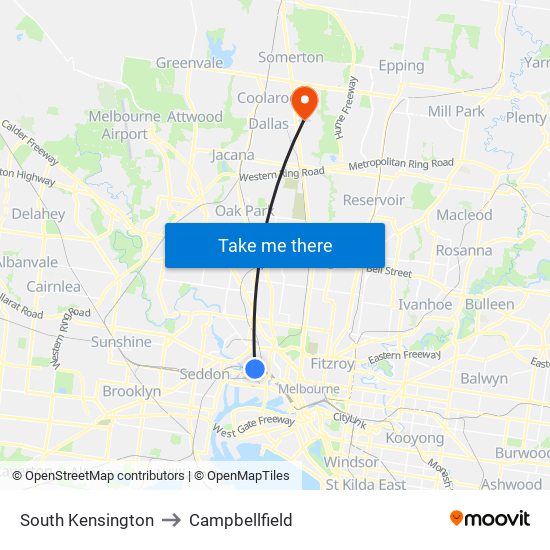 South Kensington to Campbellfield map