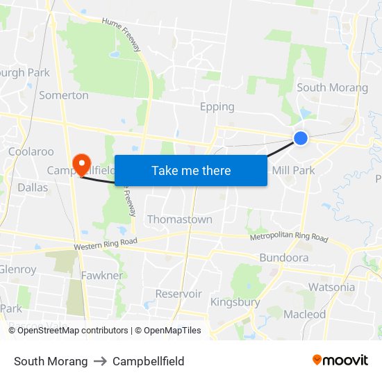 South Morang to Campbellfield map