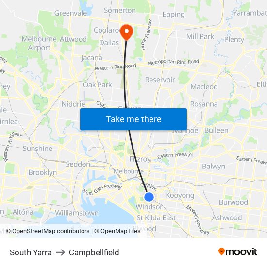 South Yarra to Campbellfield map