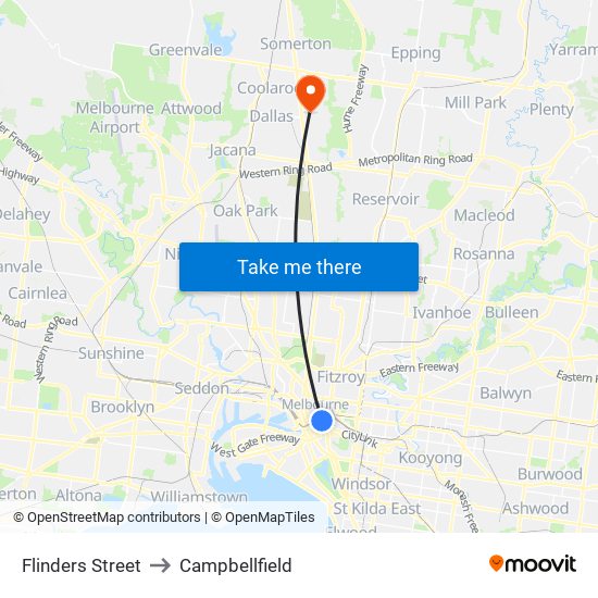 Flinders Street to Campbellfield map