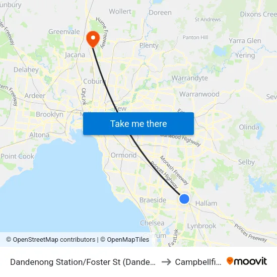 Dandenong Station/Foster St to Campbellfield map