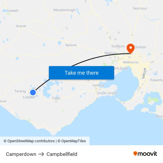 Camperdown to Campbellfield map