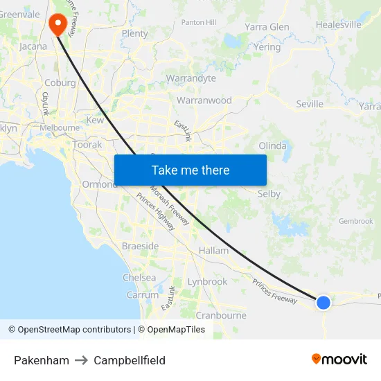 Pakenham to Campbellfield map