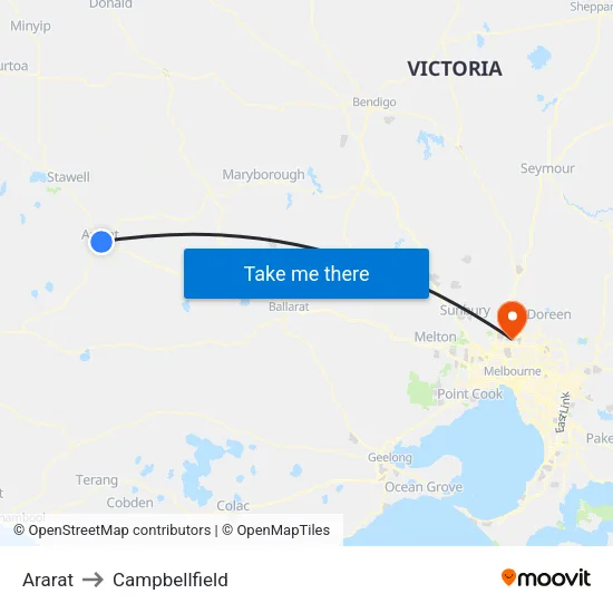 Ararat to Campbellfield map