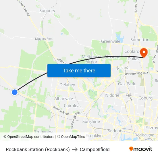 Rockbank Station to Campbellfield map