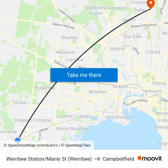 Werribee Station/Manly St to Campbellfield map