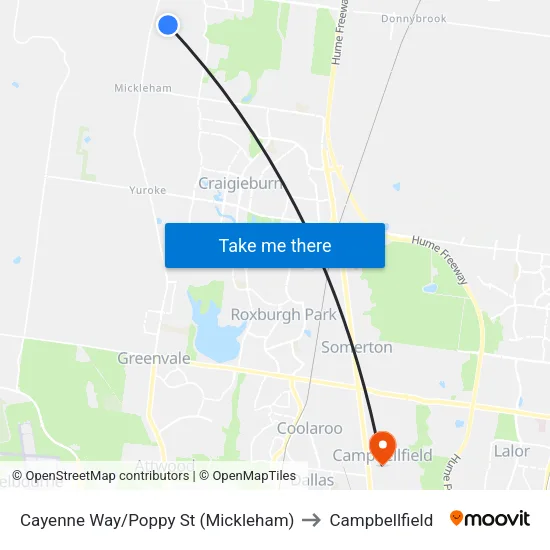Cayenne Way/Poppy St to Campbellfield map