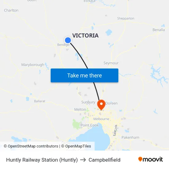Huntly Railway Station (Huntly) to Campbellfield map