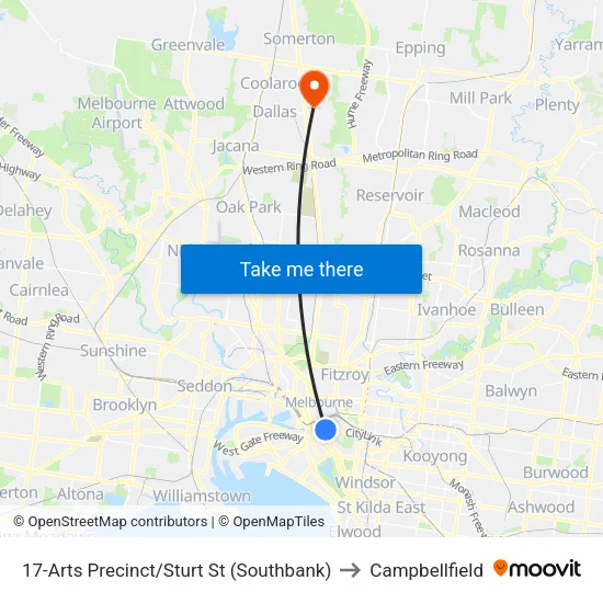 Arts Precinct/Sturt St #17 to Campbellfield map