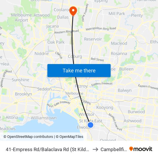 41-Empress Rd/Balaclava Rd (St Kilda East) to Campbellfield map