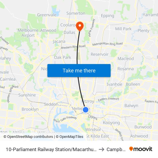 10-Parliament Railway Station/Macarthur St (East Melbourne) to Campbellfield map
