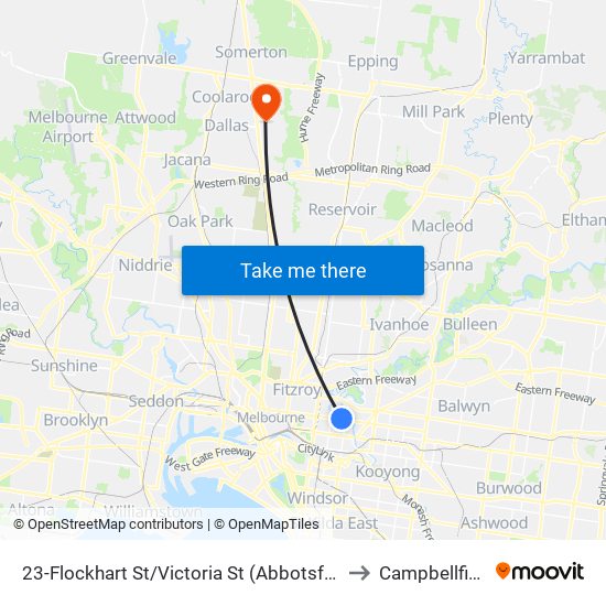 23-Flockhart St/Victoria St (Abbotsford) to Campbellfield map