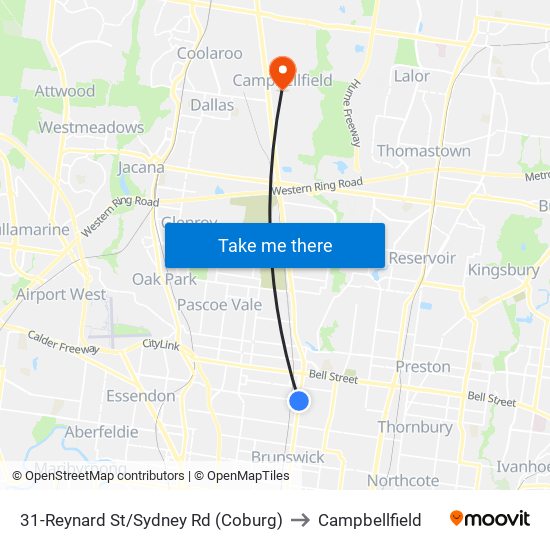 31-Reynard St/Sydney Rd (Coburg) to Campbellfield map