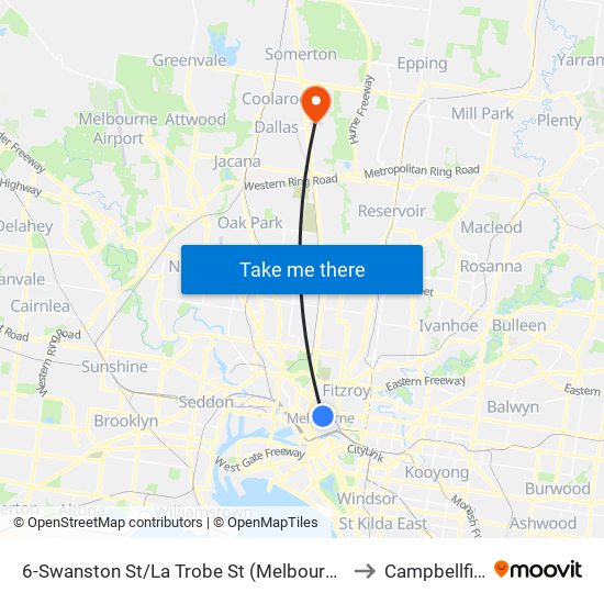 6-Swanston St/La Trobe St (Melbourne City) to Campbellfield map