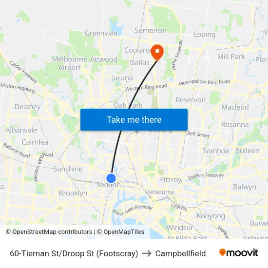 Tiernan St/Droop St #60 to Campbellfield map