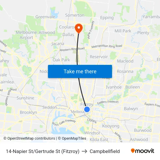 Napier St/Gertrude St #14 to Campbellfield map